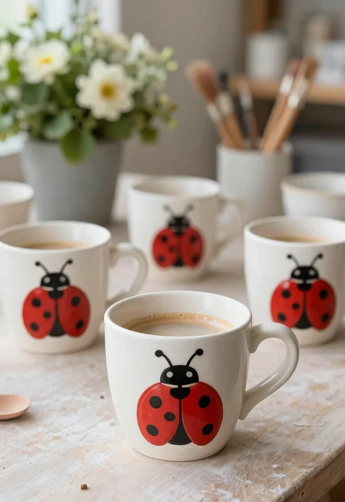 18 Espresso Cup Pottery Painting Ideas With Tiny Cute Designs 44 18 Espresso Cup Pottery Painting Ideas With Tiny Cute Designs - 14. Lovely Ladybugs 1