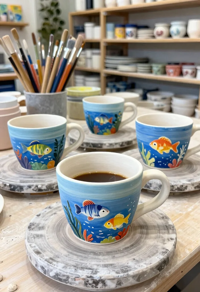 18 Espresso Cup Pottery Painting Ideas With Tiny Cute Designs 55 18 Espresso Cup Pottery Painting Ideas With Tiny Cute Designs - 15. Enchanting Fish 1