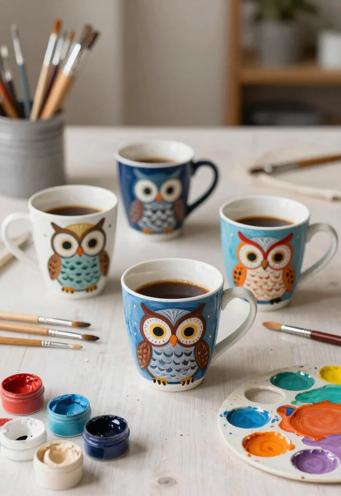 18 Espresso Cup Pottery Painting Ideas With Tiny Cute Designs 23 18 Espresso Cup Pottery Painting Ideas With Tiny Cute Designs - 3. Whimsical Owls 1