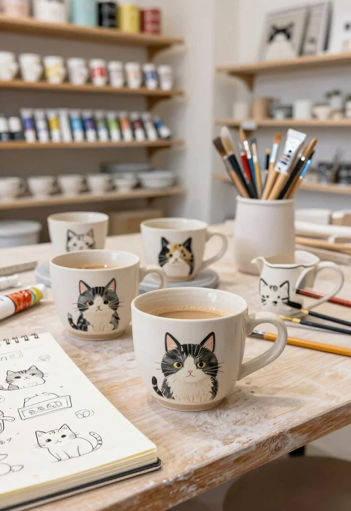 18 Espresso Cup Pottery Painting Ideas With Tiny Cute Designs 24 18 Espresso Cup Pottery Painting Ideas With Tiny Cute Designs - 4. Charming Cats 1