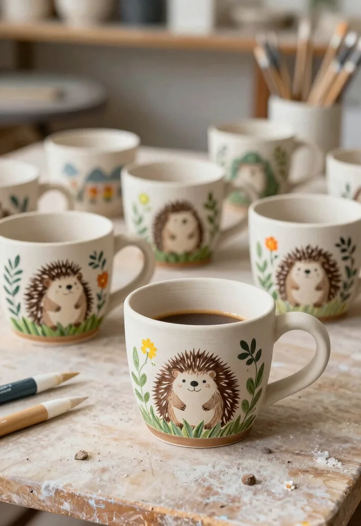 18 Espresso Cup Pottery Painting Ideas With Tiny Cute Designs 35 18 Espresso Cup Pottery Painting Ideas With Tiny Cute Designs - 5. Happy Hedgehogs 1