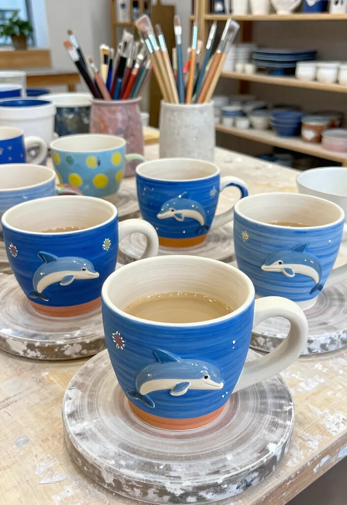 18 Espresso Cup Pottery Painting Ideas With Tiny Cute Designs 39 18 Espresso Cup Pottery Painting Ideas With Tiny Cute Designs - 9. Dapper Dolphins 1