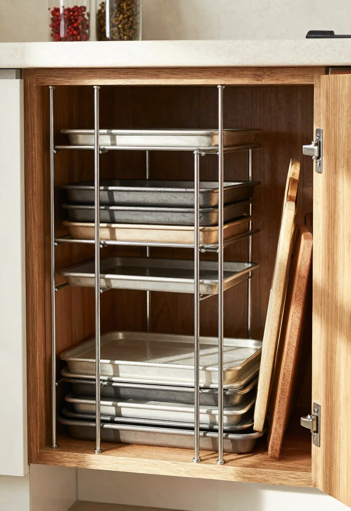18 Kitchen Cabinets Organization Ideas for a Tidy Space 1 18 Kitchen Cabinets Organization Ideas for a Tidy Space - 1. Vertical Dividers for Baking Sheets 1