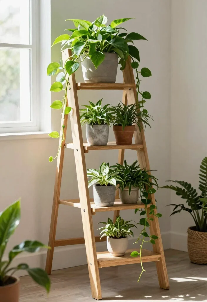 18 Money Plant Decor 2026 Trending Ideas That Refresh Any Room - 6. Money Plant Ladder Stand 1