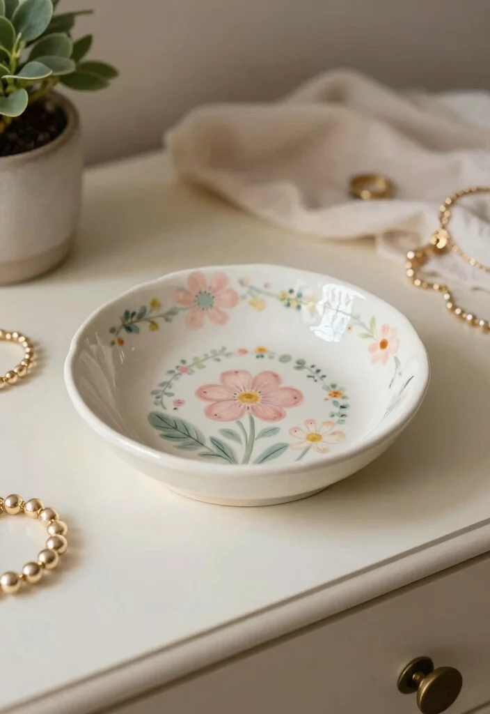 18 Mother’s Day Pottery Painting Ideas With Heartfelt Meaning 18 18 Mother’s Day Pottery Painting Ideas With Heartfelt Meaning - 6. Hand-Painted Jewelry Dish 1