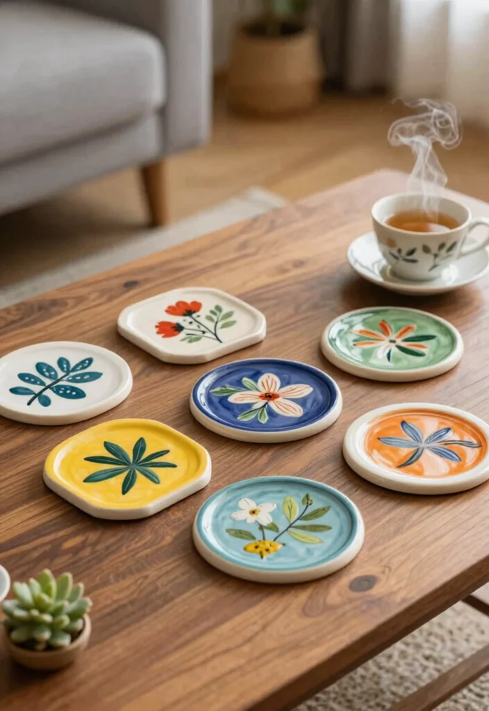 18 Mother’s Day Pottery Painting Ideas With Heartfelt Meaning 30 18 Mother’s Day Pottery Painting Ideas With Heartfelt Meaning - 8. Artistic Coasters 1