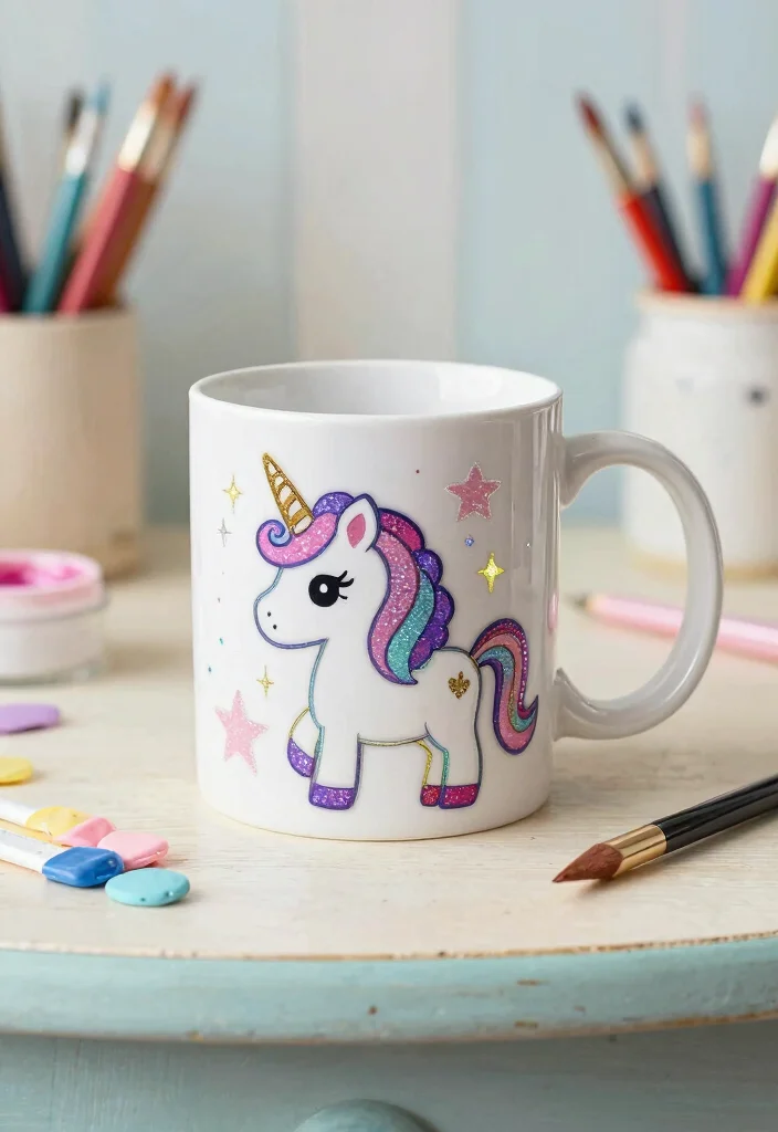 18 Pottery Painting Mug Ideas That Feel Creative & Fun - 10. Magical Unicorns 1