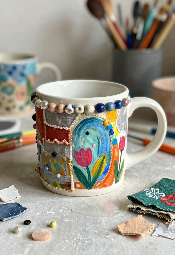 18 Pottery Painting Mug Ideas That Feel Creative & Fun - 18. Mixed Media Mugs 1