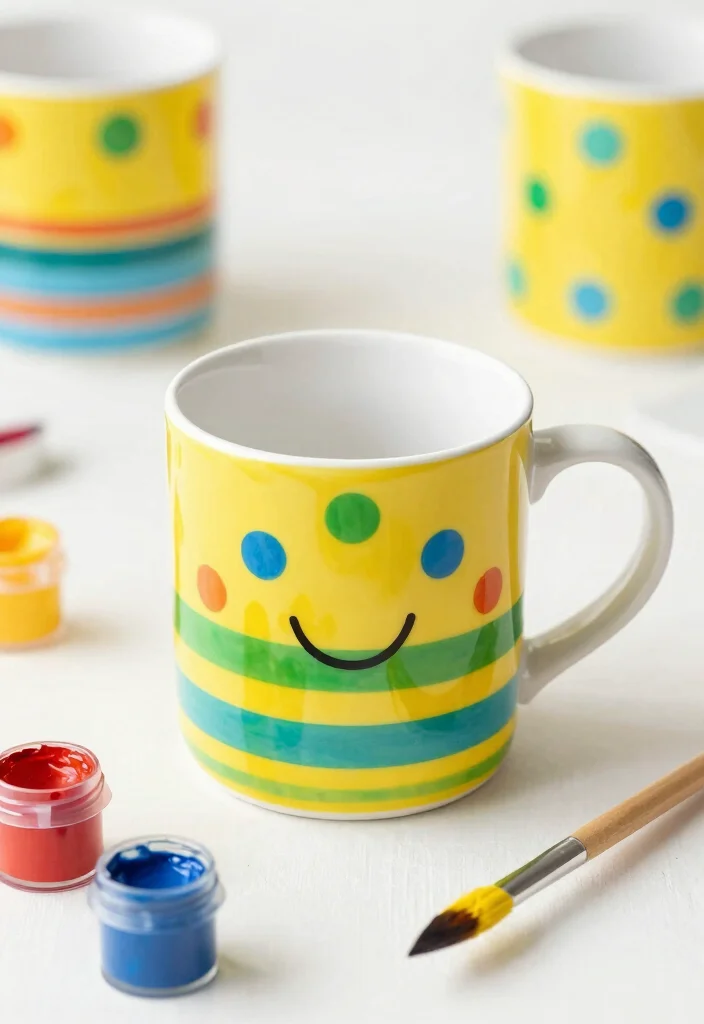 18 Pottery Painting Mug Ideas That Feel Creative & Fun - 3. Polka Dots and Stripes 1