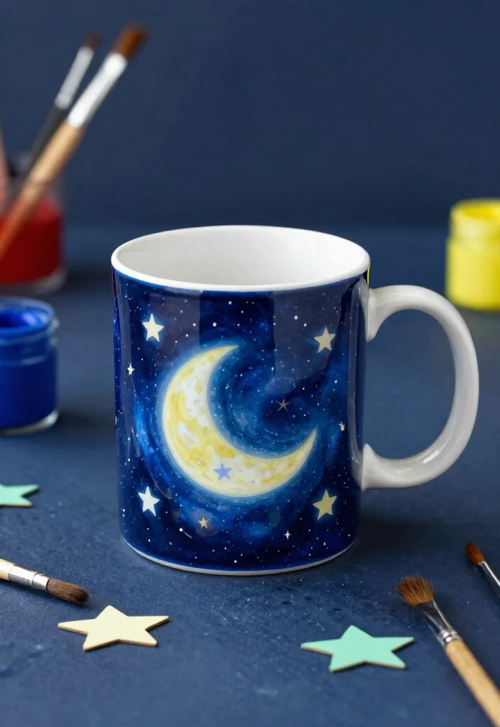 18 Pottery Painting Mug Ideas That Feel Creative & Fun - 5. Starry Night Sky 1
