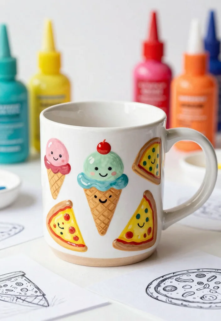 18 Pottery Painting Mug Ideas That Feel Creative & Fun - 8. Fun Food Designs 1