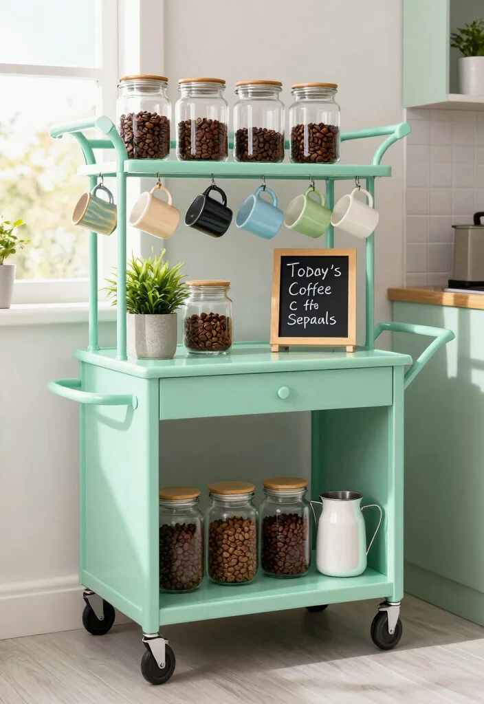 18 Vintage Coffee Bar Ideas With Charming Retro Vibes 1 18 Vintage Coffee Bar Ideas With Charming Retro Vibes - 1. Retro Coffee Cart 1