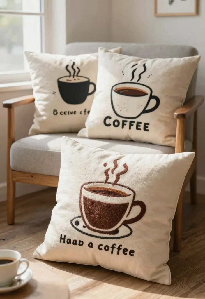 18 Vintage Coffee Bar Ideas With Charming Retro Vibes 65 18 Vintage Coffee Bar Ideas With Charming Retro Vibes - 15. Coffee-Themed Throw Pillows 1