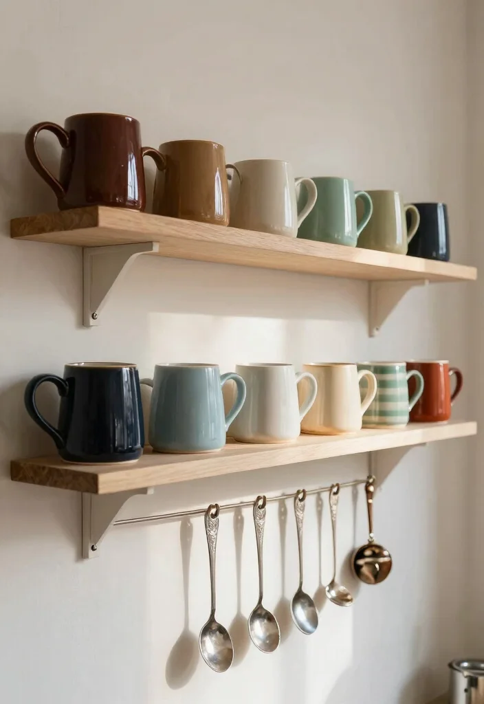 18 Vintage Coffee Bar Ideas With Charming Retro Vibes 15 18 Vintage Coffee Bar Ideas With Charming Retro Vibes - 5. Retro Coffee Mug Display 1