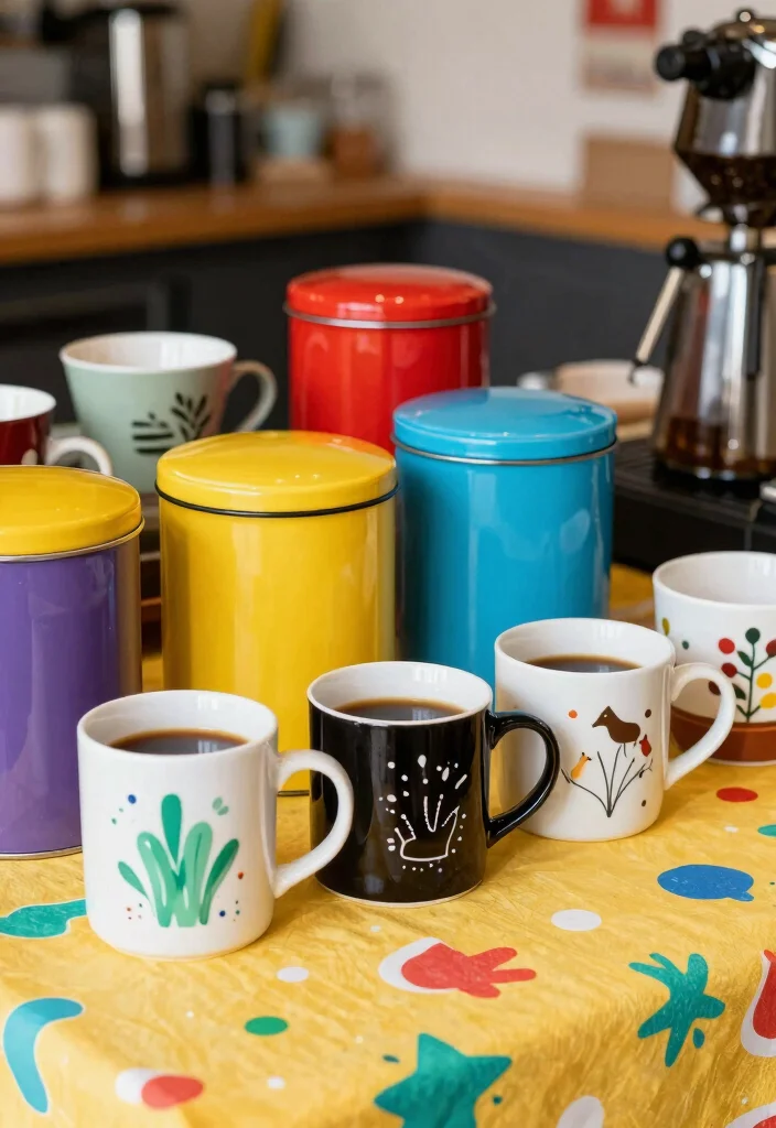 18 Vintage Coffee Bar Ideas With Charming Retro Vibes 29 18 Vintage Coffee Bar Ideas With Charming Retro Vibes - 9. Colorful Coffee Bar Accessories 1